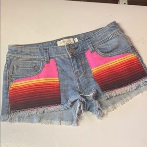 Young & Faded denim cut off shirt with tapestry